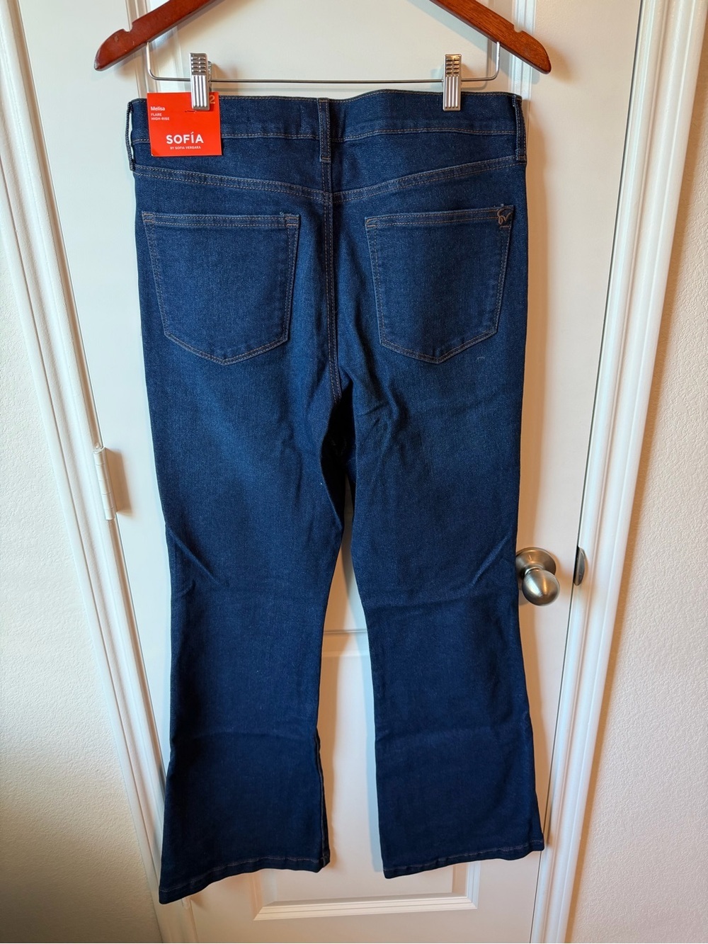 ⚡️NWT Sofia by Sofia Vergara Dark Indigo Flare High-Rise Jeans - Picture 2 of 5
